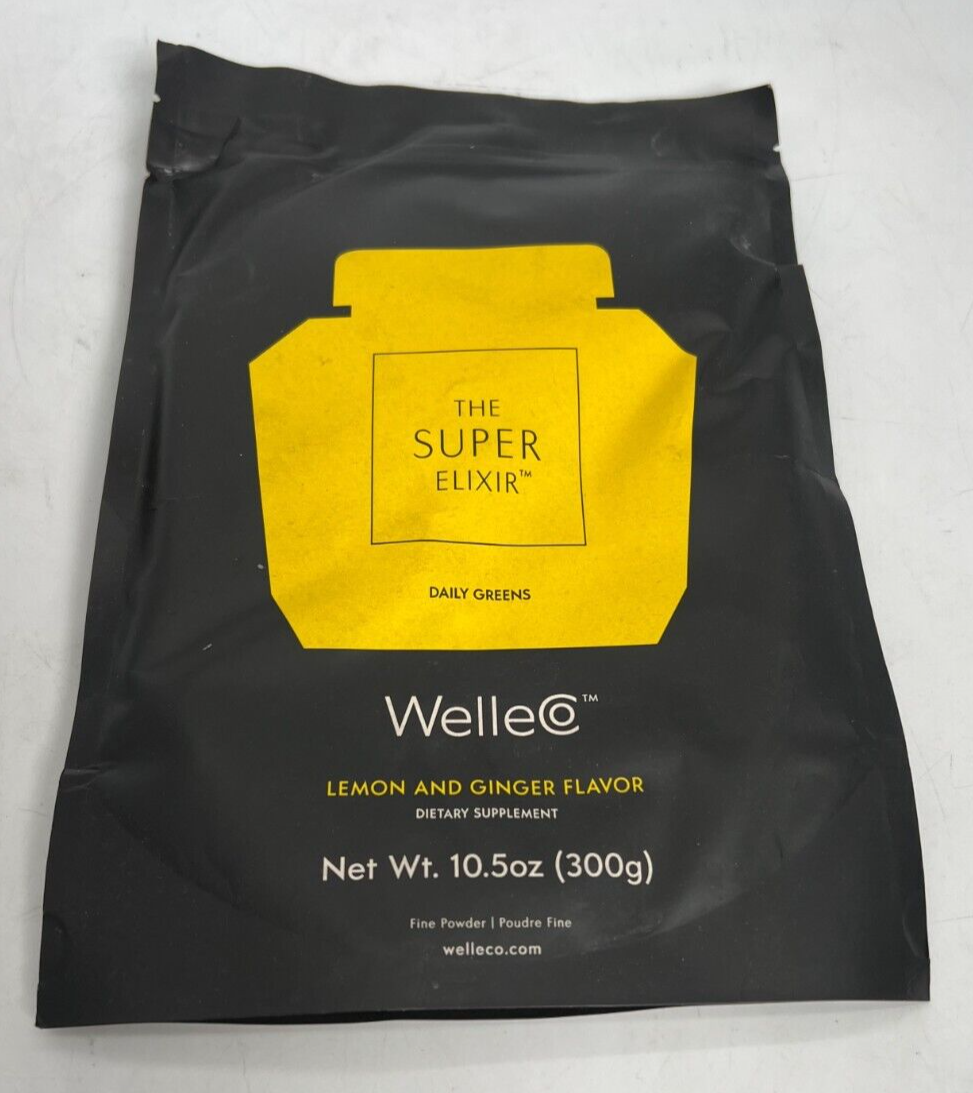 NEW WelleCo The Super Elixir Daily Greens Lemon &amp; Ginger Dietary Supplem... - $16.33