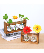 Wooden Hydroponic Glass Vase, Decor Vase, Plant Growing Vase, Home Decor - £15.84 GBP+