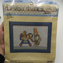 Bucilla Daisy Kingdom Counted Cross Stitch Bunnies Horsie Ride Kit  &amp; Frame - $17.81