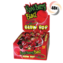 Full Box 48x Pops Charms Kiwi Berry Bubble Gum Filled Blow Pops Lollipop | .65oz - £15.82 GBP