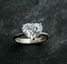 Engagement Ring 2.25Ct Heart Shape Simulated Diamond Solid 14K White Gold Size 6 - £211.13 GBP