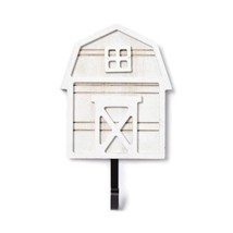 Barn Wood Wall Hanger Metal Hook Country Rustic Storage Farmhouse White ... - $14.97