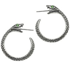 Alchemy Gothic Sophia Serpent Earrings Snake Hoops Green Crystal Eyes E403 NWT - £20.87 GBP
