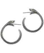 Alchemy Gothic Sophia Serpent Earrings Snake Hoops Green Crystal Eyes E4... - £20.50 GBP