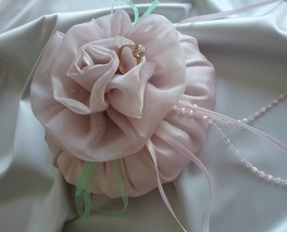 Wedding ring pillow Dusty Rose veil Round Rose wedding rings pillow  - $36.00