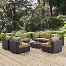 Convene 8 Piece Outdoor Patio Sectional Set Espresso Mocha EEI-2205-EXP-MOC-SET - £2,513.48 GBP