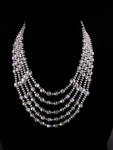 Vintage 5 strand necklace - statement aurora borealis choker - Vintage sparkling - £100.22 GBP