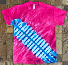 Tie Dye Shirt-Pink/Blue-Gildan-M - £12.86 GBP