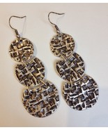 3 Tier Silver Plated Metal Earrings Textured Dangle Pierced Osmanli Taki... - £19.18 GBP