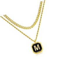 Layered Initial Necklaces for Men Rope Chain Letter - £45.96 GBP