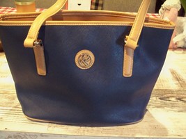 Karen Rogers Lady&#39;s Handbags Blue, Tan Double Top Handles - £17.20 GBP