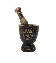 Wooden Mortar and Pestle Pentacle 5 inch x 3 inch - £12.90 GBP