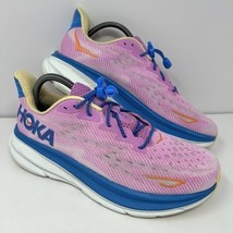 Hoka One Women’s Clifton 9 Running Shoe Sz 10 B Pink Blue Sneaker 112789... - $59.35