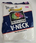 NIP 3 Vintage 1996 Fruit of the Loom Mens XL White V-Neck 100% Cotton T-... - $18.81