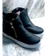 Womens Hidden Wedge Sneakers Side Zipper Platform Booties Size 5 - £27.43 GBP