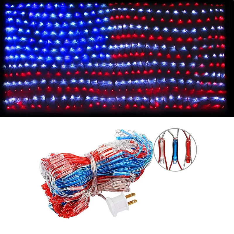 D string lights waterproof us flag mesh light for independence day christmas party home thumb200