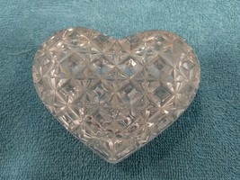 Clear Cut Glass Heavy Heart Trinket Box w/Lid 3.5 x 3x 1.5  MCM Valentine Dish - £12.68 GBP