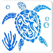 EcoCrafts Sea Turtle Stencil - Large 11.8x11.8 Inch Reusable Template for DIY Pa - £18.18 GBP