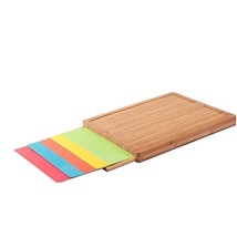 Bamboo wood &amp; plastic cutting boards 6 pc set prevent cross contamination fish m - £24.05 GBP