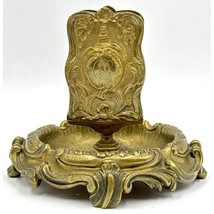 Brass Ashtray Matchbox Holder Heavy Ornate Smoker Matches Vintage Tobacciana - £39.92 GBP