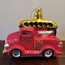 Large Blown Glass Fire Truck Christmas Ornament - $12.86