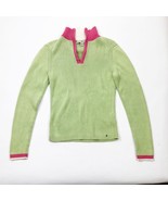 Women’s Tommy Hilfiger Quarter Zip Sweater Size S/P Green Pink &amp; Ivory - $255.44 MXN