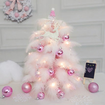 Artificial Mini Christmas Tree Feather With Light Ornaments Home Tableto... - £23.44 GBP