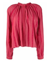 Isabel Marant Etoile Women&#39;s Jatedy Red Embroidered Smocked Blouse Top M 36 - $138.65