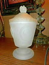 Fenton 1976 Bicentennial Commemorative Frosted Lidded Compote Dish Presidents - £18.14 GBP