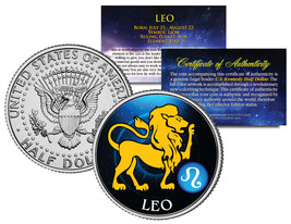LEO Horoscope Astrology Zodiac JFK Kennedy U.S. Colorized Half Dollar Coin - £6.77 GBP