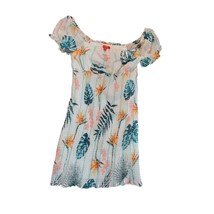 Guess kylee smocked dress large birds of paradise white multi colored le... - $20.00