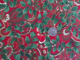 3975 Messmore Red Green Holiday Print Crafts Quilting Cotton FABRIC-43&quot;x1.5 Yds - £4.69 GBP