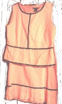 Nicole Studio Pink Suit Peplum Top and Skirt Set w/Black Beaded RicRac N... - £46.76 GBP