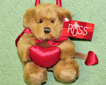 6&quot; RUSS DANTE DEVIL BEAR VALENTINE TEDDY HANG TAG Brown Red Plush Stuffe... - £9.88 GBP