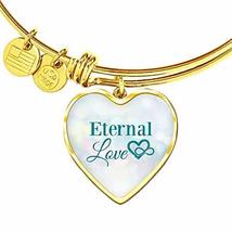 Eternal Love Stainless Steel or 18k Gold Heart Bangle Bracelet - £35.68 GBP