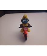 The Smurfs Motocross Super Smurf Motorcycle Racing Vintage Rare Figurine... - $92.85
