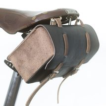 Large Natural Leather Bike Bag Saddle Handlebar in Black Vintage Brown 2... - £34.27 GBP