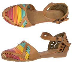 Womens Rainbow Authentic Mexican Huarache Real Leather Sandal Closed Buc... - £27.93 GBP