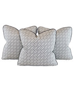 3 Pc P Kaufmann Sun N Shade Indoor Outdoor Gray Fretwork Greek Key Pillow Covers - $121.99