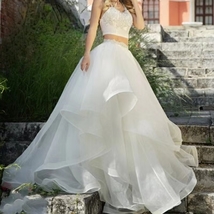 White Layered Tulle Skirt Wedding Party Bridal Plus Size Ruffle Tull Maxi Skirts image 4