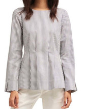 DKNY Womens Stripe Long Sleeves Shirt Color White Size Small - £35.26 GBP