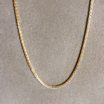 Unisex Necklace 14k Yellow Gold Spiga Wheat Length 19.69 inch Width 1.42 mm - £349.63 GBP