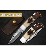 custom handmade folding knife personalize gift knife Damascus steel blad... - $1,039.28 MXN