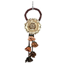 Gorgeous Marigold Blossom Brown and Gold Floral Leather Bag Ornament Keychain - £14.40 GBP