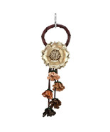 Gorgeous Marigold Blossom Brown and Gold Floral Leather Bag Ornament Key... - £14.18 GBP