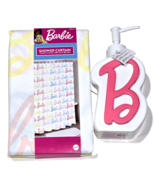 Barbie Shower Curtain 72X72IN Lotion Pump Combo Pink Bathroom Accessories - $583.88 MXN