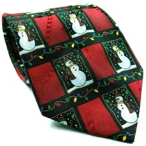 Hallmark Yule Tie Snowman All Over Print Christmas Lights Novelty Necktie - £13.45 GBP