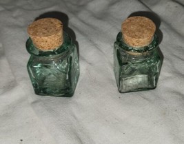Pair of Chunky Cork Top Mini Apothecary Jars Recycle Glass Set Two 1.5x2... - $9.99