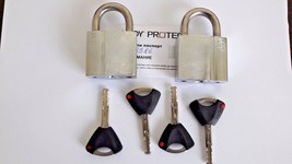 2 X ABLOY PL330/25N PROTEC /Keyed Alike Padlocks With 4 Keys - $242.73