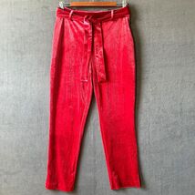 Jules &amp; Leopold Red Velvet Pants Pull On Slim Leg Belted - Women&#39;s Size S/P - $33.04 CAD